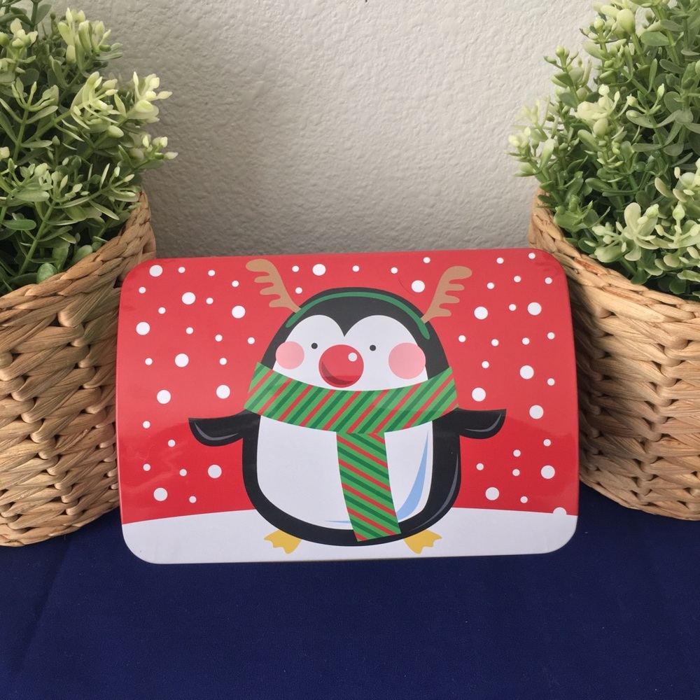 Festive Penguin Holiday Storage Tin